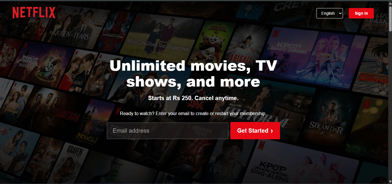 Netflix Clone Home Screen