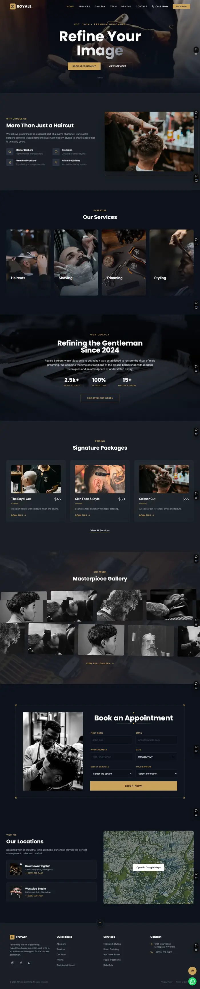 Full-page screenshot of the Royale website.