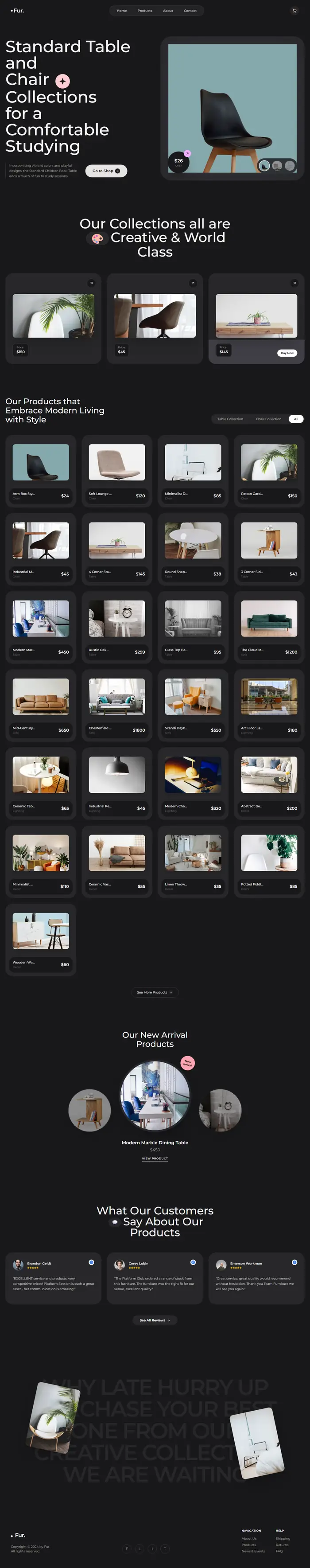 Full-page screenshot of the Fur. website.