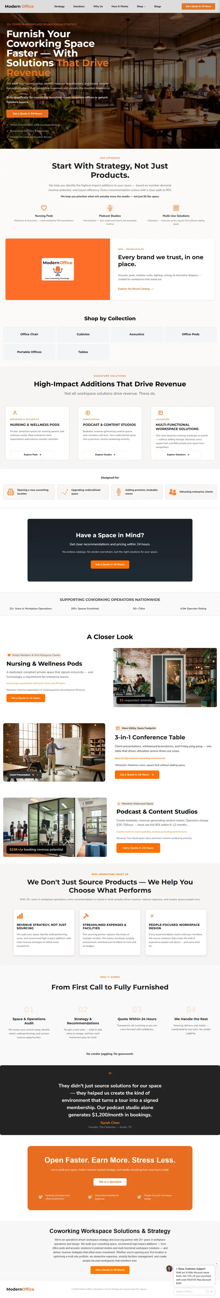 Full-page screenshot of the Modern Office website.