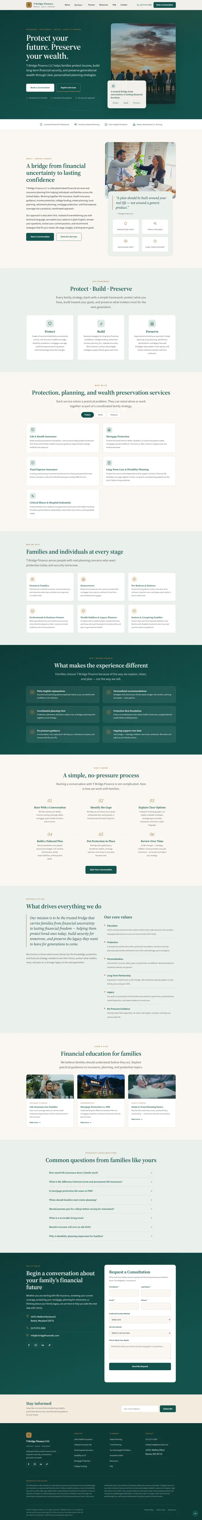 Full-page screenshot of the T-Bridge Finance website.